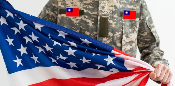 Taiwan Wojskowy Flagą Usa — Zdjęcie stockowe