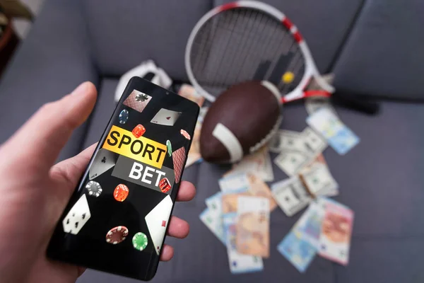 Sázení Sport Chytrý Telefon Fungující Online Sázení Mobilní Aplikace — Stock fotografie