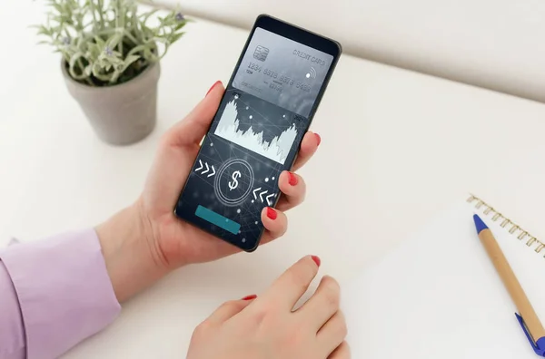 Att Göra Mobil Betalning Smartphone Med Ramlös Design — Stockfoto