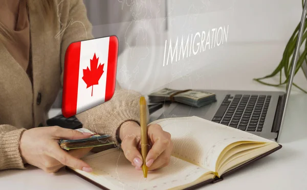 向加拿大移民的虚拟屏幕 — 图库照片