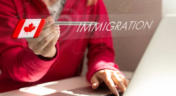 Écran Virtuel Avec Émigration Canada — Photo