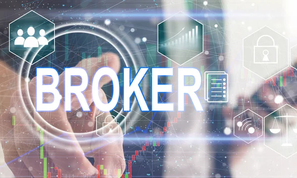 Broker Botón Pantalla Virtual — Foto de Stock
