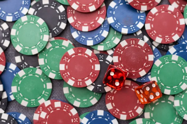Plastové Casino Chips Pozadí Poker Game — Stock fotografie