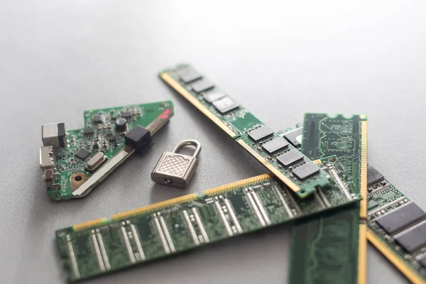 Computer Chip Locked Computer Security Conception — Stockfoto