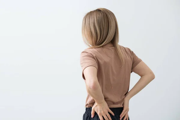 Young Woman Back Pain — Stock Photo, Image