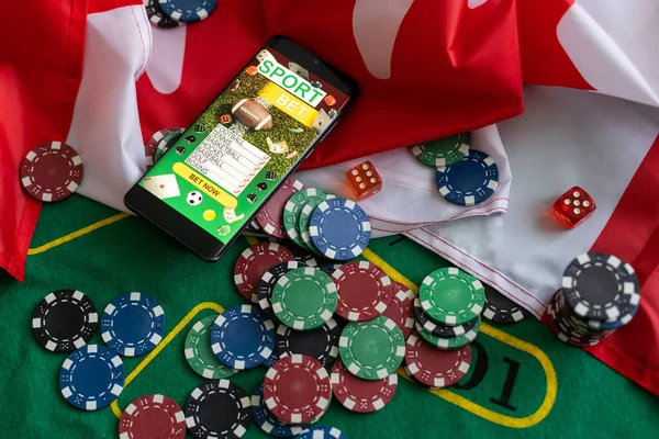 Kasino Hazardní Hry Spojených Státech Poker Žetony Vlajka Usa Blackjack — Stock fotografie
