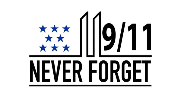 爱国者日9月11日美国横幅 美国国旗或美国国旗 911纪念和永远不要忘记字母背景 — 图库照片