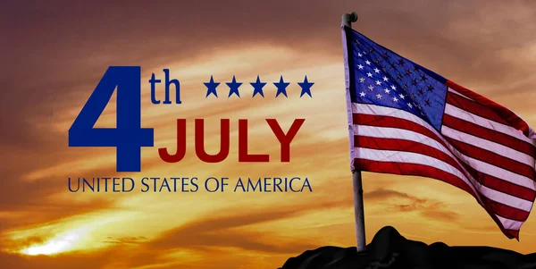 Amerikaanse Vlaggen Tekst Gelukkig Juli — Stockfoto