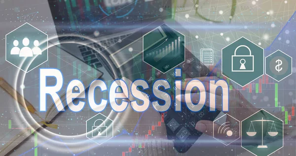 Virtuální Ikona Slovem Recese — Stock fotografie