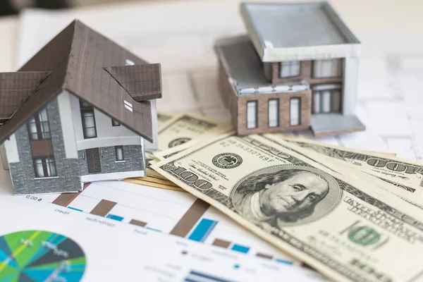 House Model 100 Dollar Bills Keep Money Investment Building New — Stock Photo, Image