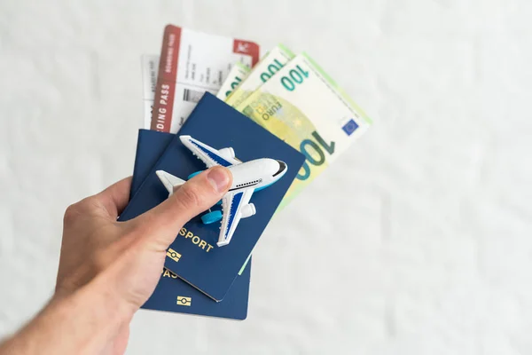 Paspoort Geld Met Zakenman Hand — Stockfoto