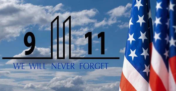 Always Remember September Remembering Patriot Day Twin Towers Representing Number — Stock Photo, Image