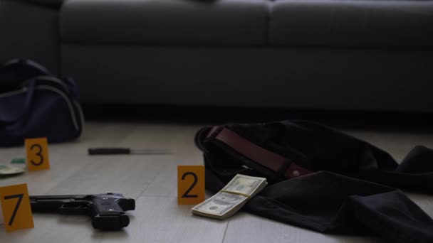 Laboratorul Criminalist Analiza Coajei Glonţ Imaginea Conceptuală Fotografie Înaltă Calitate — Videoclip de stoc