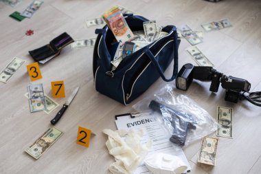 Çantada çok para var. Dolar. Yüksek kalite fotoğraf