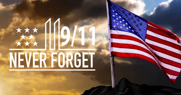 Always Remember September Remembering Patriot Day Twin Towers Representing Number — Stock Photo, Image