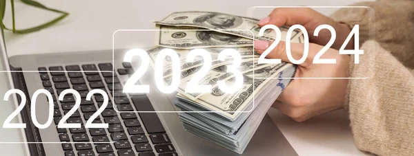 Ανάπτυξη Της Επιτυχούς Οικονομικής Ανάπτυξης 2022 2023 Έως 2024 Έννοια — Φωτογραφία Αρχείου
