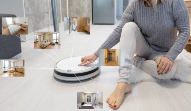 Robot elektrik süpürgesi için akıllı ev uygulaması.