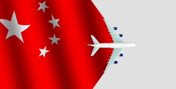 Bandera China Avión Concepto Viaje Avión Juguete Bandera China —  Fotos de Stock