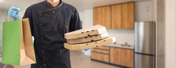 Разнообразие Бумажных Контейнеров Еды Вынос Доставка Пиццы — стоковое фото
