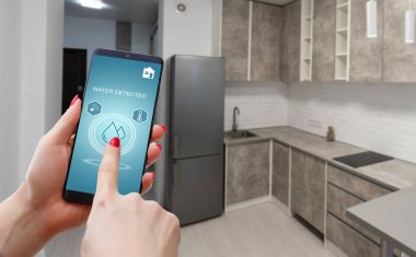 Su saptanmış ev kontrol uygulamalı akıllı telefon.