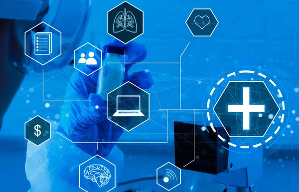 Concepto Tecnología Médica Médico Presiona Virtual — Foto de Stock