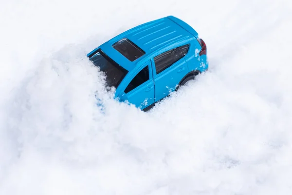 Toy Car Riding Snow Background —  Fotos de Stock