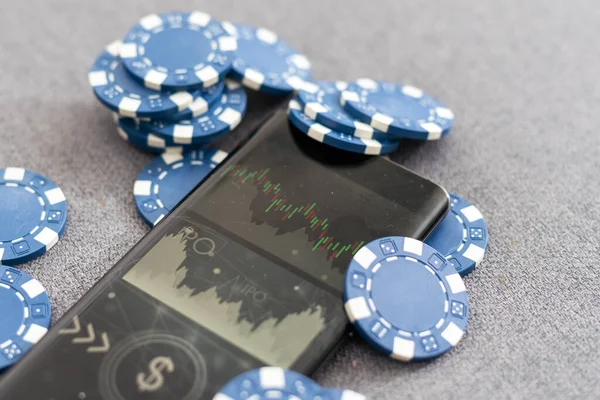 Malý Stack Blue Poker Žetony Detailní Záběr Pozadí Kvalitní Fotografie — Stock fotografie