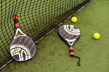 Paddle tennis objects and court clipart