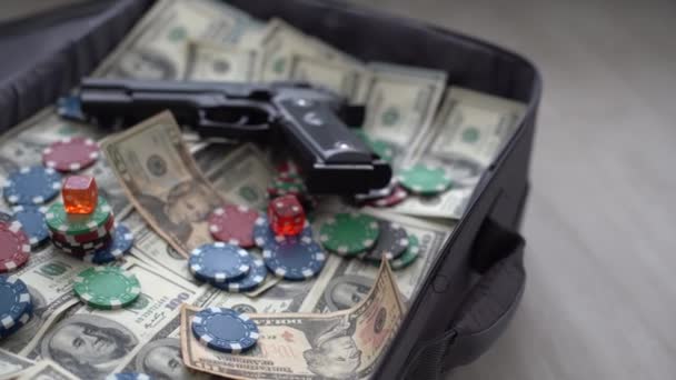 Bir Bavulda 100 Dolarlık Banknotlar Yüksek Kalite Fotoğraf — Stok video