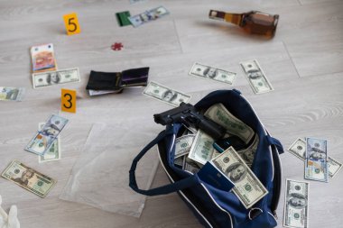Çantada çok para var. Dolar. Yüksek kalite fotoğraf