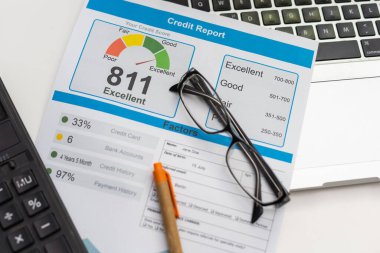 rapor kredi puanı bankacılık ödünç uygulama risk formu belge kredi iş piyasası konsepti - hisse imajı. Yüksek kalite fotoğraf