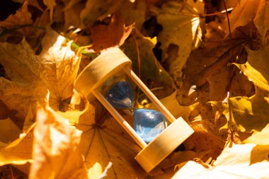 Sonbahar yapraklarında kum saati