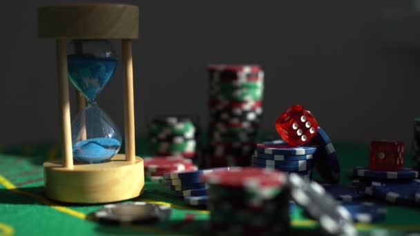 Poker Kasino Čipy Hranice Pozadí Kvalitní Fotografie — Stock video