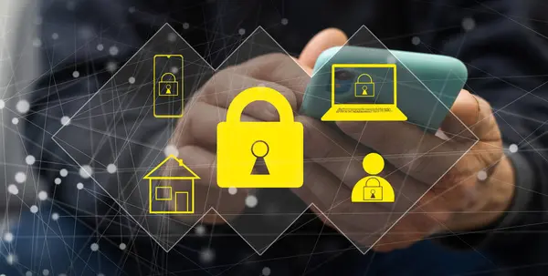 Cibersegurança Privacidade Proteger Conceito Dados Ícone Escudo Tecnologia Segurança Rede — Fotografia de Stock