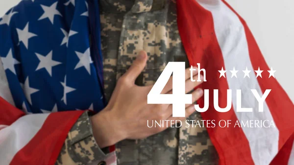 Amerikaanse Vlaggen Tekst Gelukkig Juli — Stockfoto