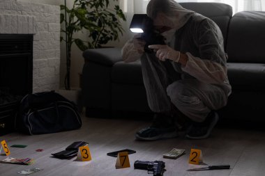 Olay yeri inceleme, kanıt toplama. Yüksek kalite fotoğraf