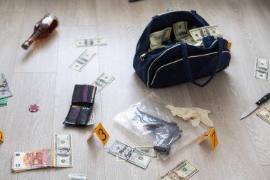 Çantada çok para var. Dolar. Yüksek kalite fotoğraf