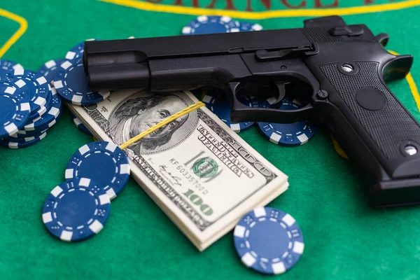 Pokerové Karty Královský Flush Hotovostní Dolarové Bankovky Hazardní Hry Žetony — Stock fotografie