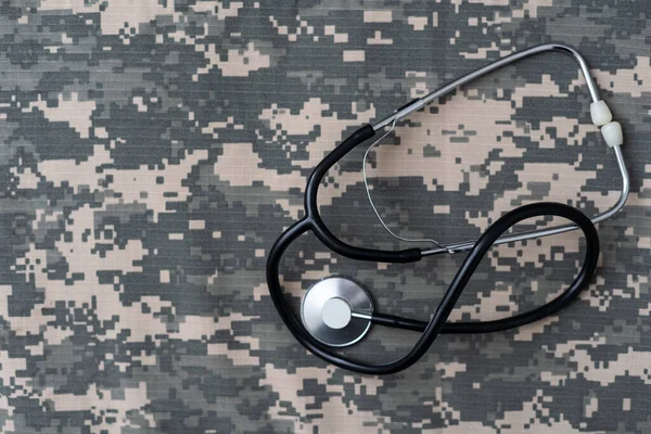 Stethoscope Lies Uniform Soldier Concept Health Care Military Insurance State — Stock Photo, Image