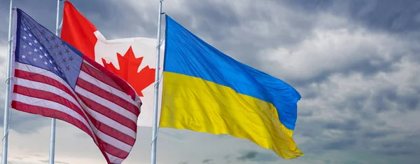 Flaga Stanów Zjednoczonych Ameryki Kanada Ukraina — Zdjęcie stockowe