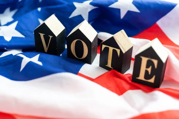 Eleição Presidencial Dos Estados Unidos 2024 Cubos Madeira Com Letras — Fotografia de Stock