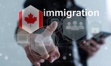 Sanal tuşa basılı Kanada 'ya göç kavramı.