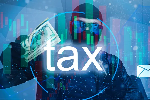 タッチスクリーンの手スキャン税金の支払いのためのオンライン個人所得税のアイコン 州税だ 政府のデータ分析文書 金融研究税申告計算 — ストック写真