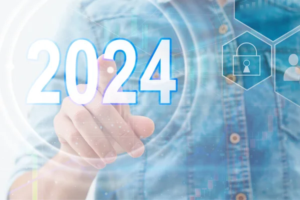 Cel Wirtualnego Interfejsu Roku 2024 Ikony Plany Przyspieszenia Ekspansji Korporacyjnej — Zdjęcie stockowe