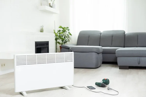Chauffage Radiateur Radiateur Blanc Dans Appartement Photo Haute Qualité — Photo