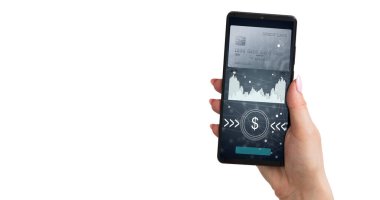 Çevrimiçi alışveriş için cep cüzdanlı telefon