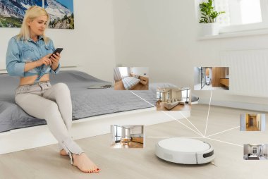 Robot elektrik süpürgesi için akıllı ev uygulaması.