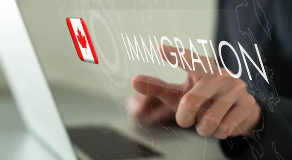 Tela Virtual Com Emigração Para Canadá — Fotografia de Stock