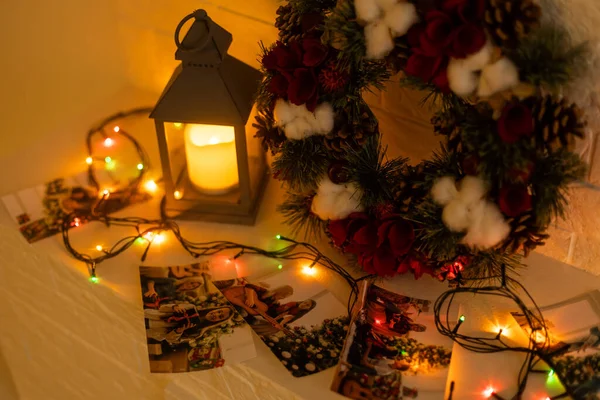 Grinalda Natal Guirlanda Iluminar Decoração — Fotografia de Stock