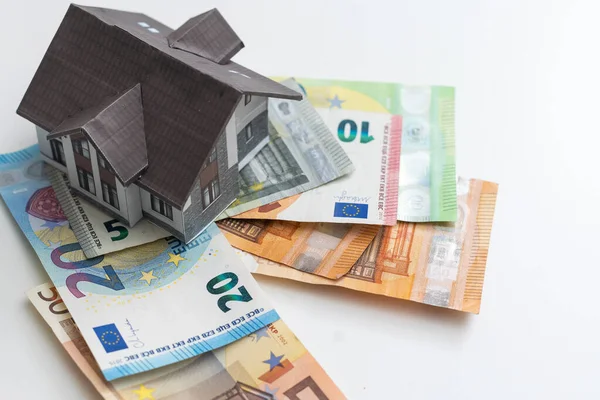 House Laying Euros Banknote Concept House Money High Quality Photo — Stock Photo, Image